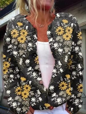 Fashion Regular Fit Animal Open Front Long Sleeve Long Cardigan - Image 1