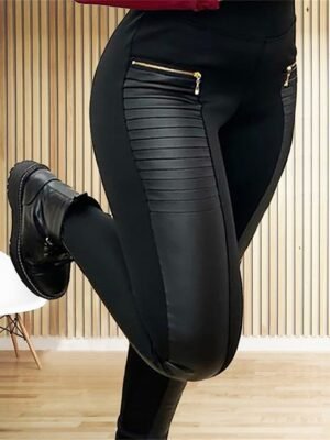 Fashion Regular Fit Colour Block High Waist Full Length Leggings - Image 4