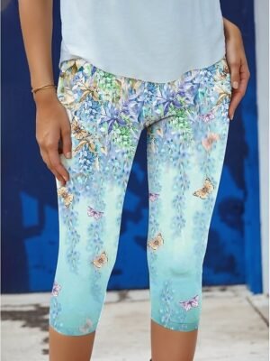 Fashion Regular Fit Floral High Waist Full Length Leggings - Image 1