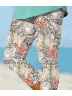 Fashion Regular Fit Floral High Waist Full Length Leggings - Image 2