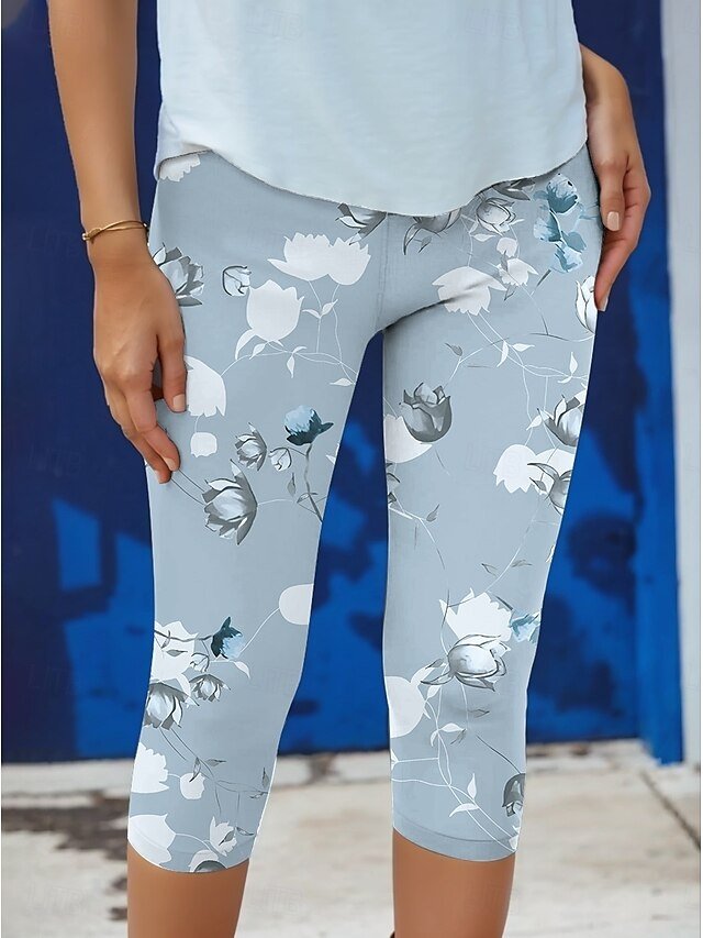 Fashion Regular Fit Floral High Waist Full Length Leggings - Image 2