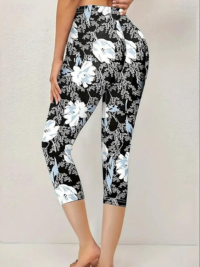 Fashion Regular Fit Floral Mid Waist Ankle-Length Leggings - Image 2