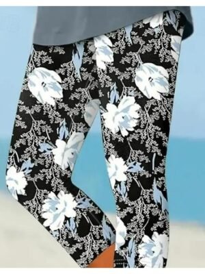 Fashion Regular Fit Floral Mid Waist Ankle-Length Leggings - Image 3