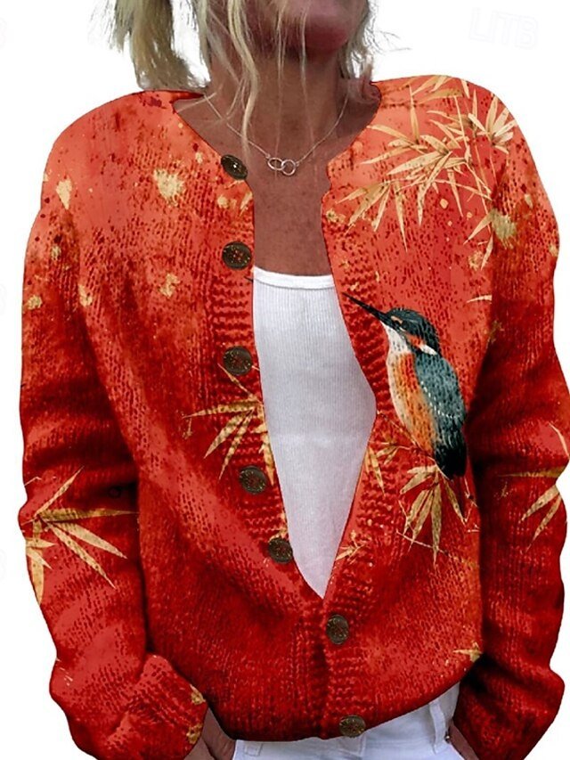 Fashion Regular Fit Floral Open Front Long Sleeve Long Cardigan - Image 1