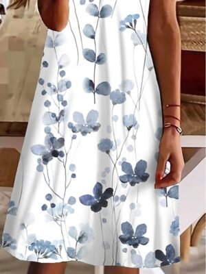 Fashion Regular Fit Floral Paisley V Neck Short Sleeve Mini Dress - Image 4