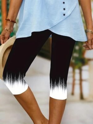 Fashion Regular Fit Floral Printing High Waist Full Length Leggings - Image 1
