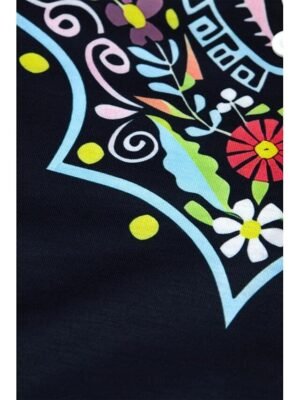 Fashion Regular Fit Floral Split Neck Sleeveless Mini Dress - Image 3