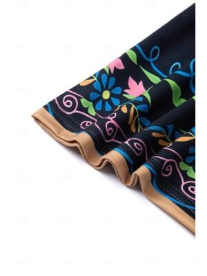 Fashion Regular Fit Floral Split Neck Sleeveless Mini Dress - Image 4