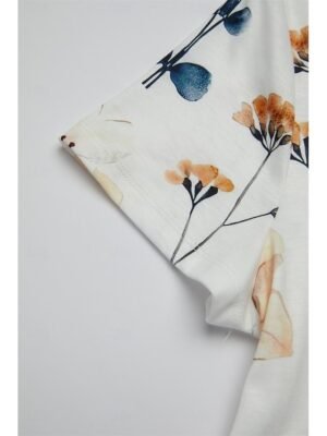 Fashion Regular Fit Floral V Neck Short Sleeve Mini Dress - Image 5