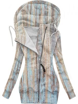 Fashion Regular Fit Flower Hooded Long Sleeve Jacket - Image 2