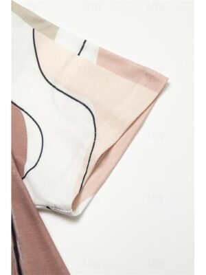 Fashion Regular Fit Geometric Crew Neck Short Sleeve Mini Dress - Image 10