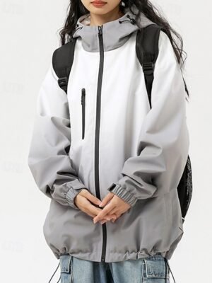 Fashion Regular Fit Gradient Hooded Long Sleeve Jacket - Image 3