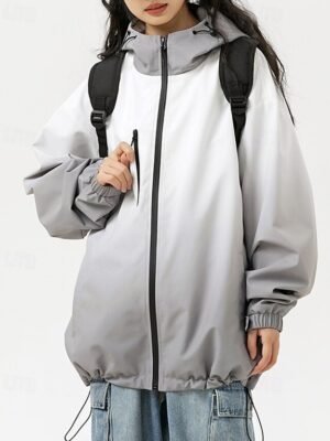 Fashion Regular Fit Gradient Hooded Long Sleeve Jacket - Image 4