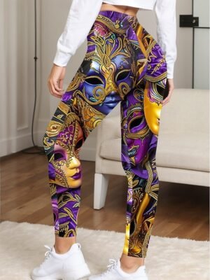 Fashion Regular Fit Graphic High Waist Full Length Leggings - Image 2