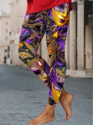 Fashion Regular Fit Graphic High Waist Full Length Leggings - Image 3