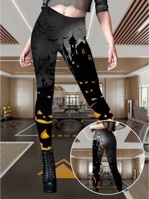 Fashion Regular Fit Graphic High Waist Long Leggings - Image 1