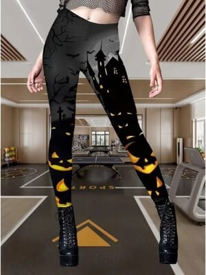 Fashion Regular Fit Graphic High Waist Long Leggings - Image 4
