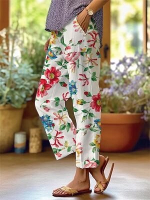 Fashion Regular Fit Graphic Medium Waist Ankle-Length Chinos - Image 4