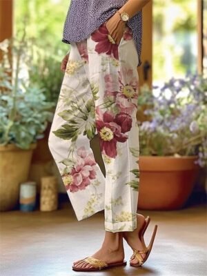 Fashion Regular Fit Graphic Medium Waist Ankle-Length Chinos - Image 5