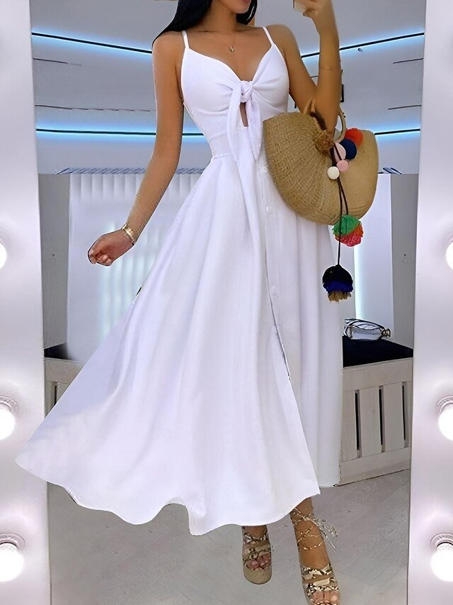 Fashion Regular Fit Leopard Flower Sleeveless Midi Slip Dress - Image 1