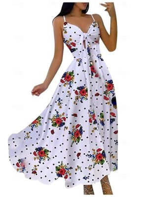 Fashion Regular Fit Leopard Flower Sleeveless Midi Slip Dress - Image 14