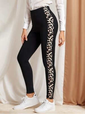 Fashion Regular Fit Leopard High Waist Full Length Leggings - Image 1