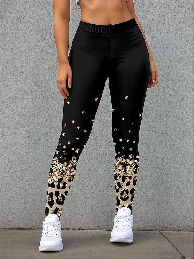 Fashion Regular Fit Leopard High Waist Full Length Leggings - Image 1