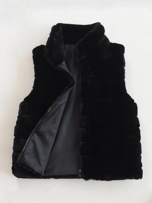 Fashion Regular Fit Patchwork Stand Collar Sleeveless Coat - Image 4