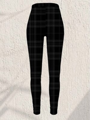 Fashion Regular Fit Plaid High Waist Full Length Leggings - Image 2