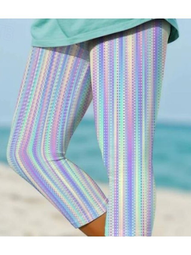 Fashion Regular Fit Plaid High Waist Full Length Leggings - Image 2