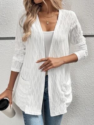Fashion Regular Fit Plain Adjustable Long Sleeve Coat - Image 2