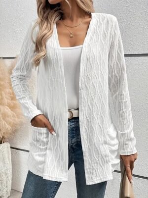 Fashion Regular Fit Plain Adjustable Long Sleeve Coat - Image 3