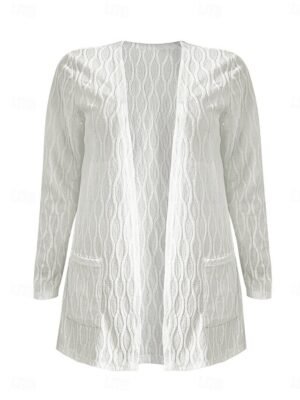 Fashion Regular Fit Plain Adjustable Long Sleeve Coat - Image 5