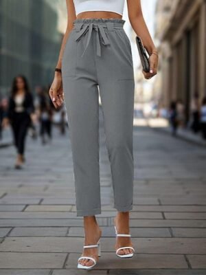 Fashion Regular Fit Plain Ankle-Length Trousers - Image 10