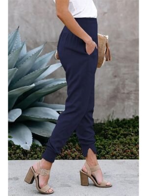 Fashion Regular Fit Plain Ankle-Length Trousers - Image 10