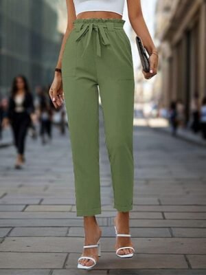 Fashion Regular Fit Plain Ankle-Length Trousers - Image 9