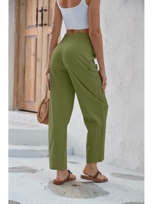Fashion Regular Fit Plain Casual Long Wide Leg Trousers - Image 7