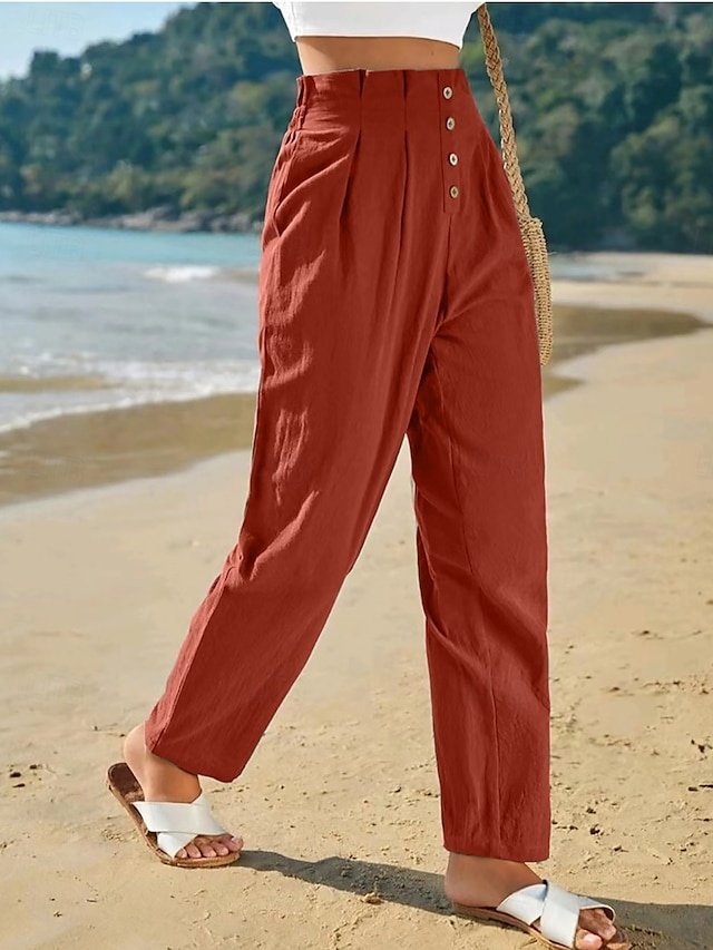 Fashion Regular Fit Plain Elastic Waist Full Length Sweatpants - Image 1