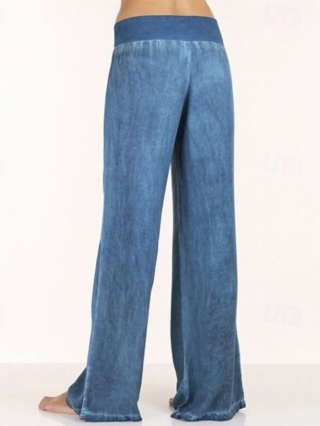 Fashion Regular Fit Plain Elastic Waist Full Length High Waist Jeans - Image 2