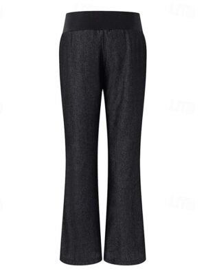 Fashion Regular Fit Plain Elastic Waist Full Length High Waist Jeans - Image 6