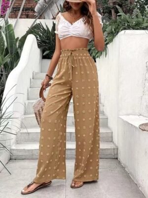 Fashion Regular Fit Plain High Waist Full Length Chinos - Image 10