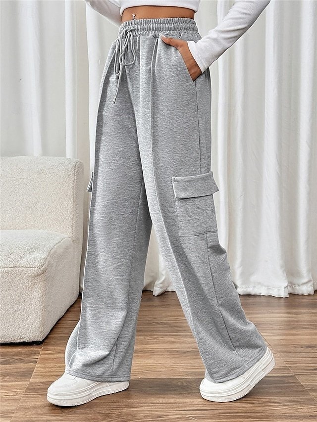 Fashion Regular Fit Plain High Waist Full Length Sweatpants - Image 2