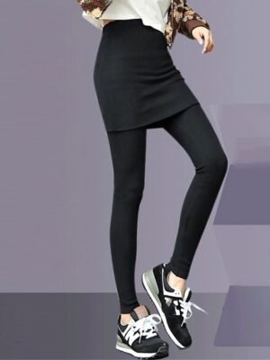 Fashion Regular Fit Plain High Waist Full Length Leggings - Image 3