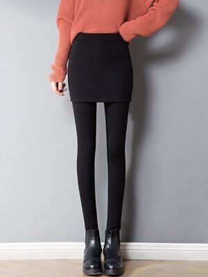 Fashion Regular Fit Plain High Waist Full Length Leggings - Image 7