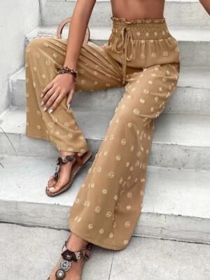 Fashion Regular Fit Plain High Waist Full Length Chinos - Image 8