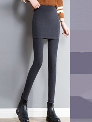 Fashion Regular Fit Plain High Waist Full Length Leggings - Image 9