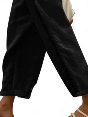 Fashion Regular Fit Plain High Waist Lace Pocket Ankle-Length Sweatpants - Image 6