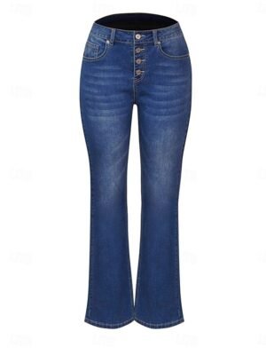 Fashion Regular Fit Plain High Waist Pocket Full Length Trousers - Image 5