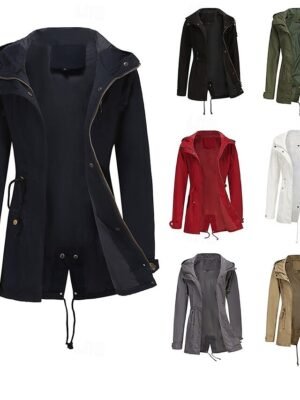 Fashion Regular Fit Plain Hooded Long Sleeve Long Coat - Image 1