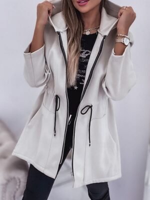 Fashion Regular Fit Plain Hooded Long Sleeve Jacket - Image 1